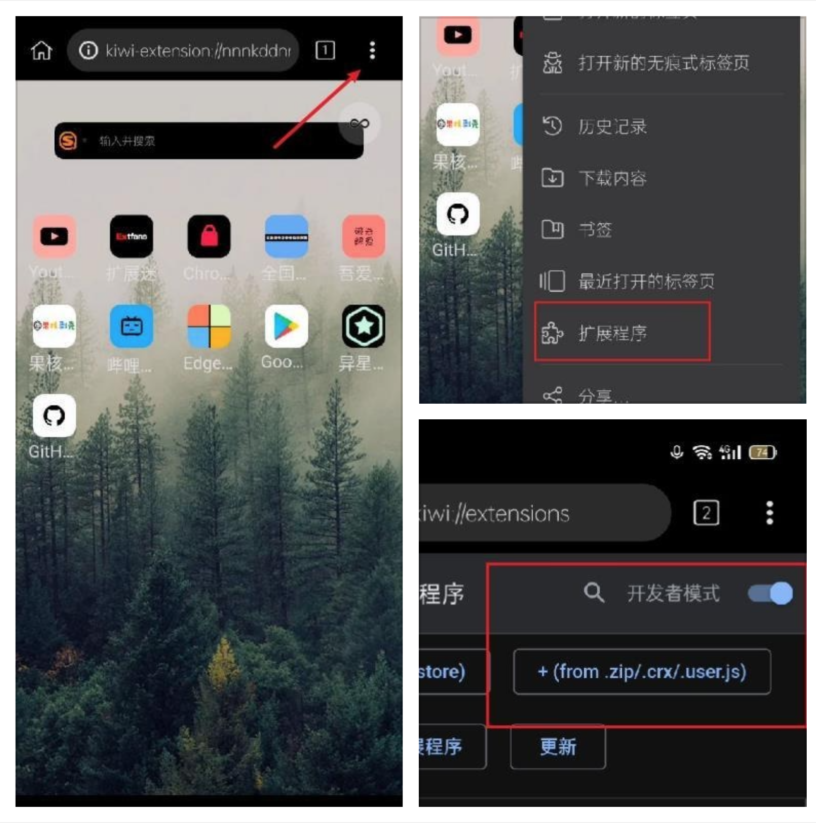 Kiwi浏览器安装Chrome扩展的步骤