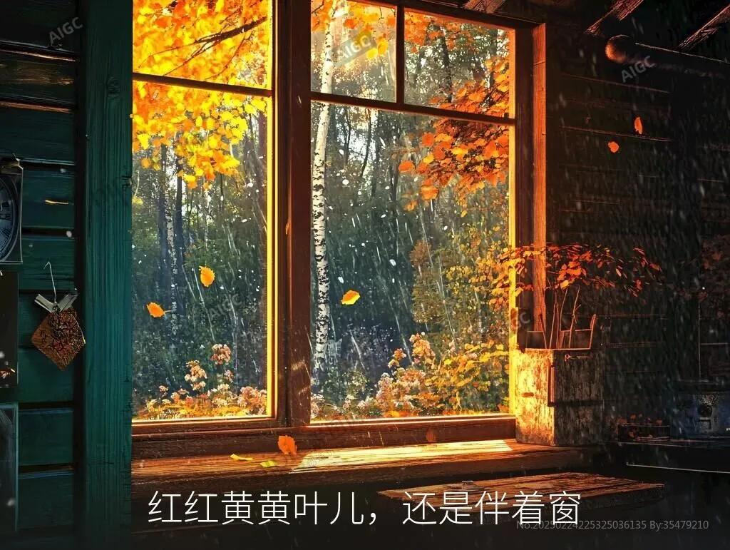 红红黄黄叶儿，还是伴着窗