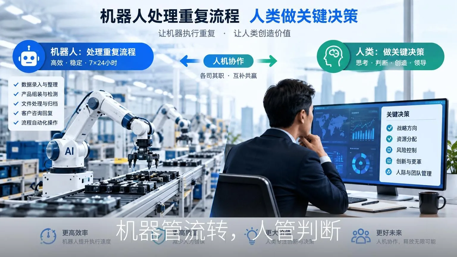 机器管流转,人管判断