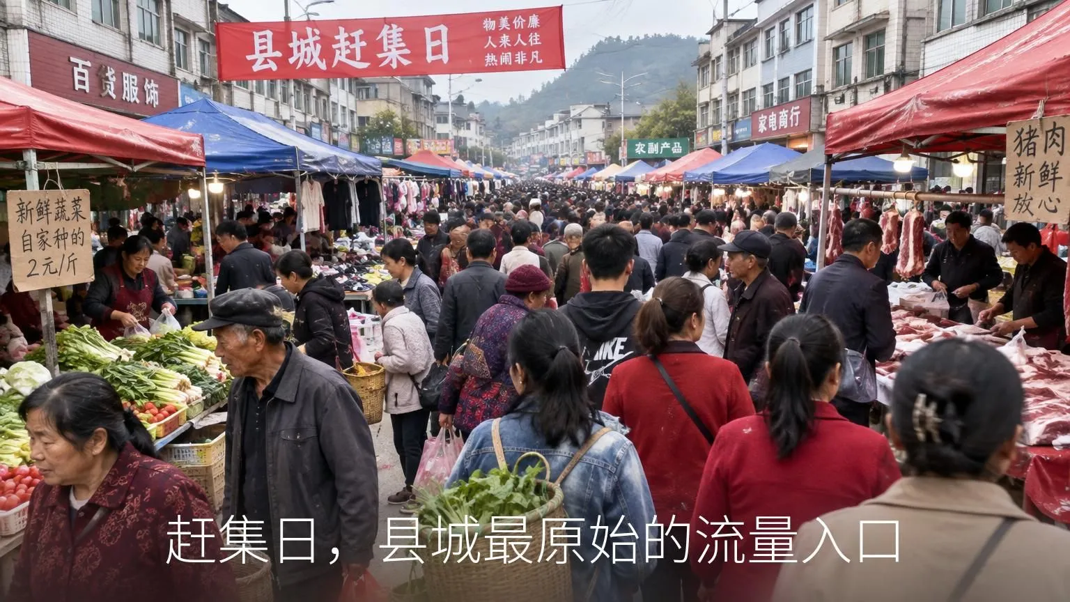 赶集日，县城最原始的流量入口