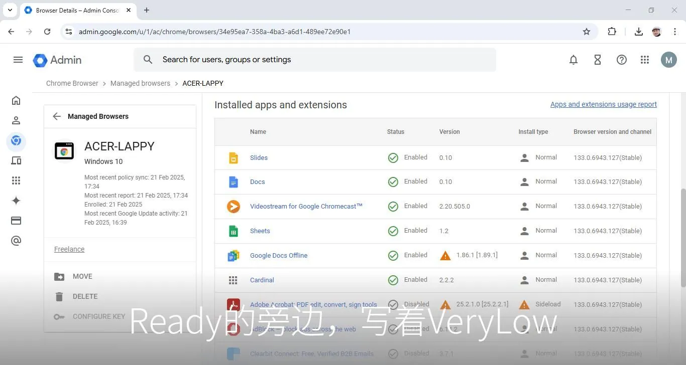 Ready的旁边,写着VeryLow